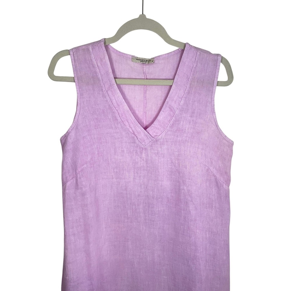 Francesca Bettini Small Lilac Pink Linen Midi Dress Made in Italy Ruffle Hem - Picture 7 of 16